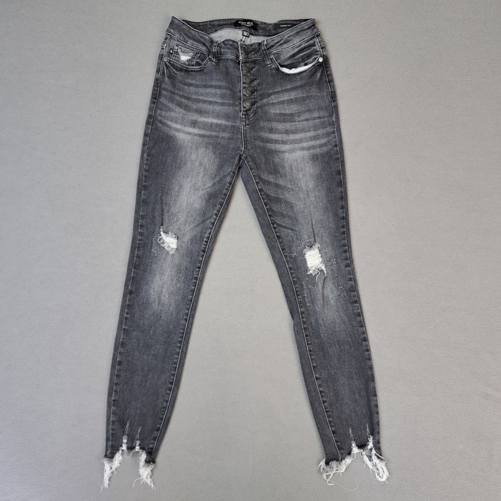 Judy Blue Jean Women Size 27 Distressed Skinny Fit Stretch Charcoal‎ Gray EUC - Picture 15 of 15